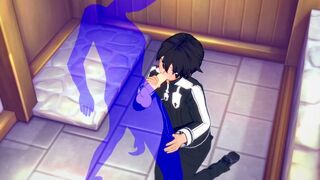 Sword Art Online Yaoi - Kirito Blowjob with cumshot in his mouth - Japanese Asian manga anime game porn gay - 11 image