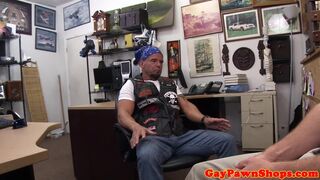 Pawning straight biker assfucked in office - 5 image