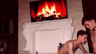 Very hot sex near the fireplace, doggy style, cum shot - 7 image