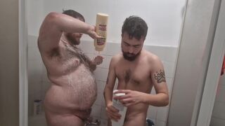 I Lick the Hairy Fat Man's Ass and Cum on His Chest - 15 image