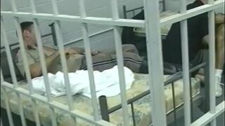 Stud taken for booking and gets cock in mouth and ass in jail cell