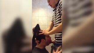 University Bathroom Face Fucking and Cum Swallowing - 11 image