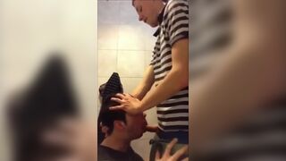 University Bathroom Face Fucking and Cum Swallowing - 12 image