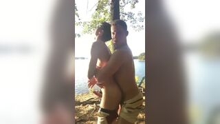 Two hot guys fucking in the woods. - 10 image