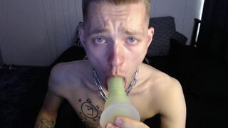 Endo suck his dildo and show his hole