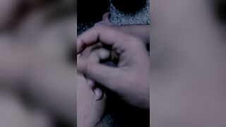 Big black cock masturbating in washroom.