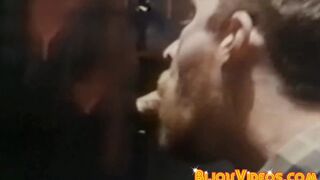 Retro glory hole cock sucking activities with muscular gays - 3 image