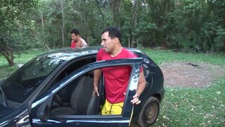 Two sexy Latinos have passionate anal fucking outdoors