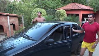 Two sexy Latinos have passionate anal fucking outdoors