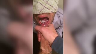Guy takes the cum load on his tongue and swallows 5 - 11 image