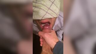 Guy takes the cum load on his tongue and swallows 5 - 12 image