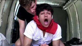 Hitchhiking frat boy bound, abused, and fucked - 1 image