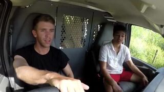 Hitchhiking frat boy bound, abused, and fucked