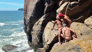 Naughty fisherman caught giving his ass behind the rocks. - FULL ON RED