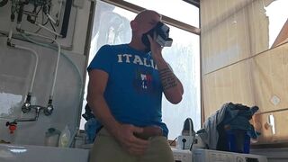 Old Mature Hung Big Cock Repairman Is Fixing the Washmachine for a Horny Couple - 10 image