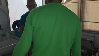 Old Mature Hung Big Cock Repairman Is Fixing the Washmachine for a Horny Couple - 11 image