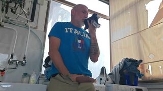 Old Mature Hung Big Cock Repairman Is Fixing the Washmachine for a Horny Couple - 8 image