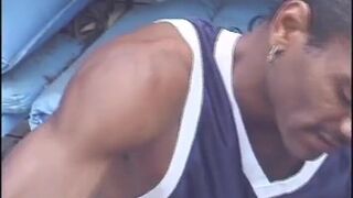 White Guy Gets a Hot Massage and Deep Anal Sex From a Black Dude Outside - 1 image