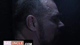 Stepdad tricked into deepthroating huge cock of his taboo teen stepson