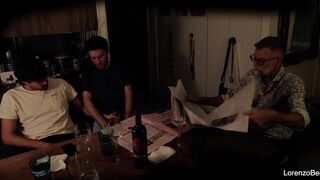 Leandro Bellmer & Lorenzo Bernini's wild bisexual roleplay with a grandpa in front of them