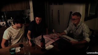 Leandro Bellmer & Lorenzo Bernini's wild bisexual roleplay with a grandpa in front of them