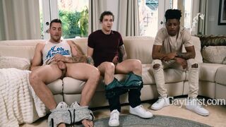 Jayden Marcos, Ty Santana & Carter Woods get off on watching porn & banging a hot interracial threesome