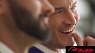 Derek Kage, Drew Valentino, Grant Ducati, and Seth Peterson have a wild orgy with wrecked holes and cum-hungry hunk