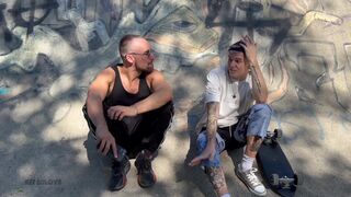 Falcon Al and Kit Belove get intense anal sex from a guy they met on an app while his friend watches