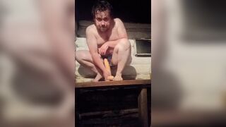 Russian stud goes wild with massive dildo & sucks like a pro