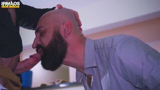 Kostya Kazenny dominates Eli Barcellos with his massive meat in a raw bareback fuckfest