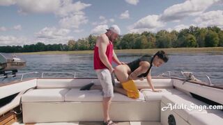Marcus Mcneill & Angel Elias get raw and rough with a straight stud on a boat - Angel Elias loves it!