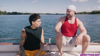 Watch these two hot studs get wild with each other on a boat in the open ocean!