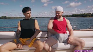 Watch these two hot studs get wild with each other on a boat in the open ocean!