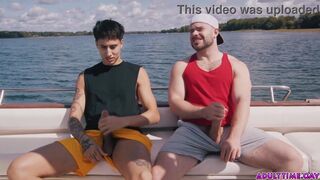 Watch these two hot studs get wild with each other on a boat in the open ocean!