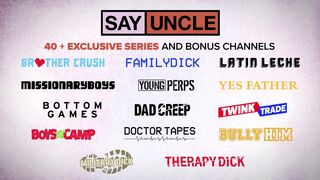 Muscular step-dad and his naughty stepsons engage in wild taboo foursome with blowjobs, twink, and anal action