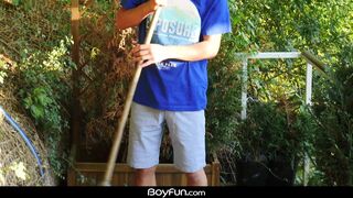 Tyler and Ollie take turns getting their tight assholes stretched on boat ride