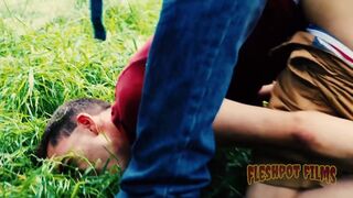 James Oakleigh & his buddy dominate tattooed dude with a threesome, with ass play and outdoor fun