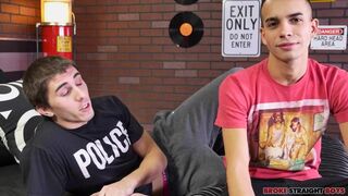 Justin Riggs's First Time: Taking on a massive dick and blowing his load