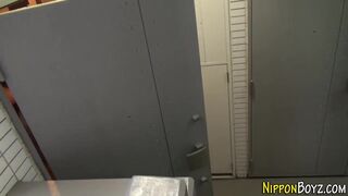 Watch this Japanese skinny babe get wet and wild with shower sex and a cum facial