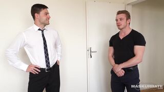 Sam Cuthan and Marty dominate and worship a hung hunk in Maskurbate with their big dicks