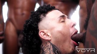 Watch Jhon, Rafael, Pierre, and Douglas in wild interracial gangbang with Little Ass