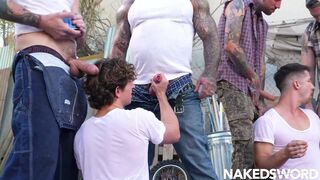 Wild rough orgy with Jason Collins, Ryan Sebastian, Greyson Myles, Eddie Patrick, Derek Kage & a whole lot of guys!