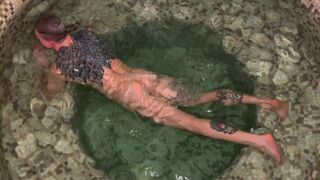 Kit Belove and Falcon Al take a hard anal pounding from a horny masseur in the bathhouse