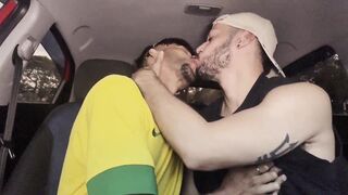Ares X & Brasileirinho take turns in my ass while I park in the car