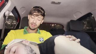 Ares X & Brasileirinho take turns in my ass while I park in the car