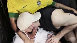 Ares X & Brasileirinho take turns in my ass while I park in the car