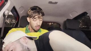 Ares X & Brasileirinho take turns in my ass while I park in the car