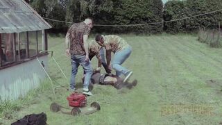 Raw domination and fucking by Master Pig, Amadeus Pbr & Dave The Pig in the backyard