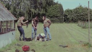 Raw domination and fucking by Master Pig, Amadeus Pbr & Dave The Pig in the backyard