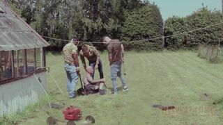 Raw domination and fucking by Master Pig, Amadeus Pbr & Dave The Pig in the backyard